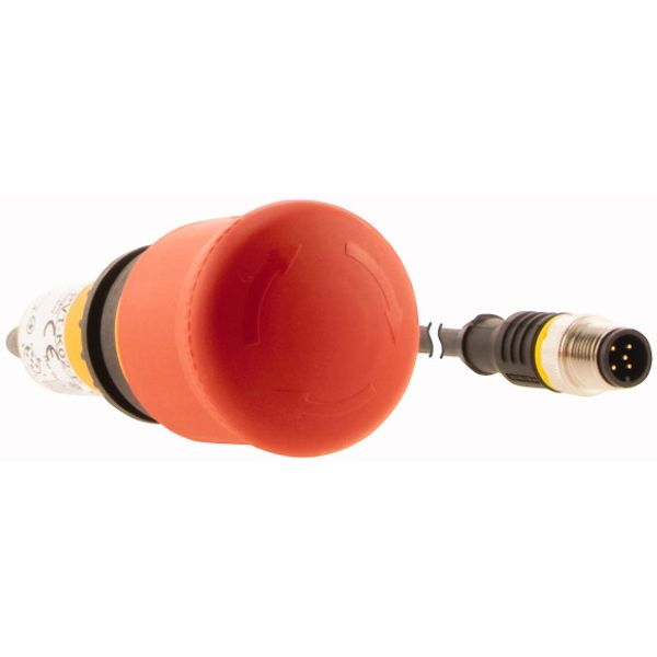 Emergency stop/emergency switching off pushbutton, Mushroom-shaped, 38 mm, Turn-to-release function, 2 NC, Cable (black) with M12A plug, 5 pole, 0.2 m image 4