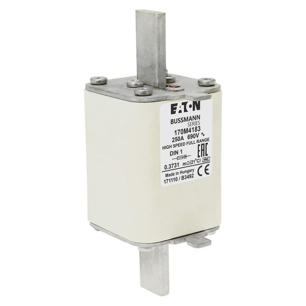 Fuse-link, high speed, 250 A, AC 690 V, DIN 1, 52 x 66 x 135 mm, gR, DIN, IEC, single indicator image 9