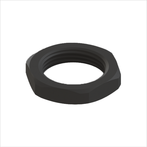 Hex locknut, M25, PA6, black RAL9005 image 1