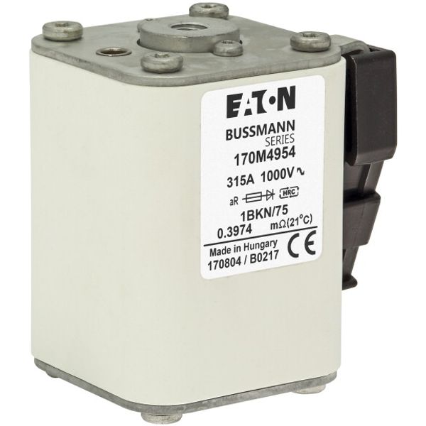 Fuse-link, high speed, 315 A, AC 1000 V, size 1, 52 x 69 x 74 mm, aR, IEC, UL, single indicator image 5