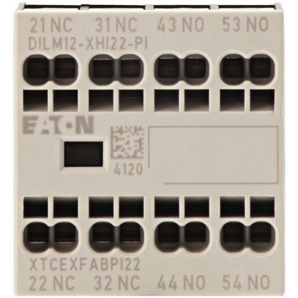 Auxiliary contact module, 4 pole, Ith= 16 A, 2 N/O, 2 NC, Front fixing, Push in terminals, DILA, DILM7 - DILM15 image 1