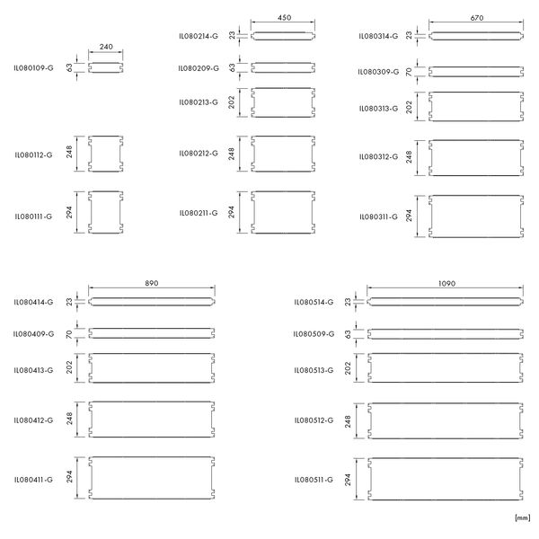 Mounting plate 5CP, 1090x202x13mm, 5 module heighs image 3