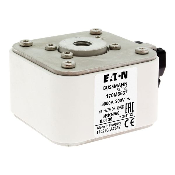 Fuse-link, high speed, 3000 A, AC 200 V, size 3, 76 x 92 x 50 mm, aR, IEC, single indicator image 15