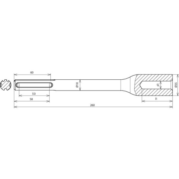 Hammer insert for earth rods D 25mm L 260mm for SDS-max image 2