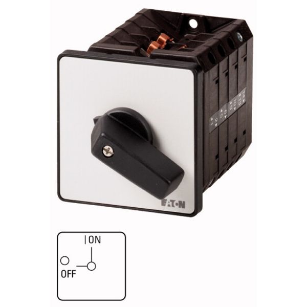 On-Off switch, T5, 100 A, flush mounting, 1 contact unit(s), 1 pole, with black thumb grip and front plate image 1