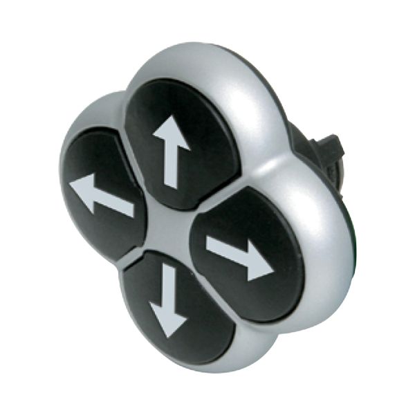 Position pushbutton, RMQ-Titan, Actuators non-flush, momentary, 4-fold, opposing pushbuttons mechanically interlocked, Bezel: titanium, arrow up image 2