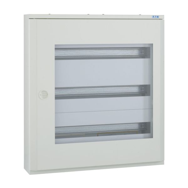 Complete surface-mounted flat distribution board with window, white, 24 SU per row, 3 rows, type C image 8