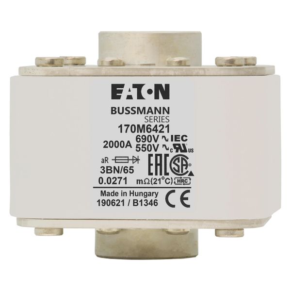 Fuse-link, high speed, 2000 A, AC 550 V, size 3, 76 x 92 x 53 mm, aR, IEC, UL, single indicator image 8