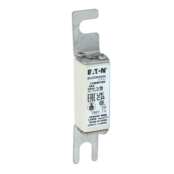 Fuse-link, high speed, 80 A, AC 660 V, size 0000, 18 x 19 x 100 mm, aR, UL, visual indicator image 20