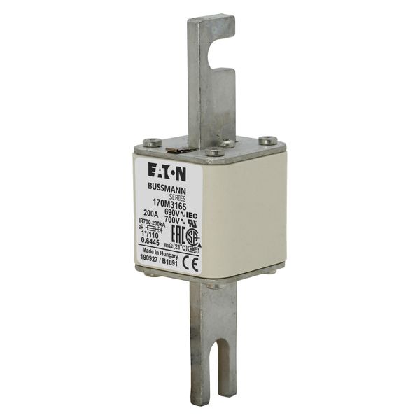 Fuse-link, high speed, 200 A, AC 690 V, compact size 1, 45 x 45 x 134 mm, aR, DIN, IEC, single indicator image 2