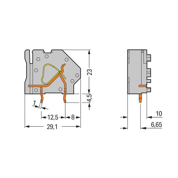 Stackable PCB terminal block 6 mm² Pin spacing 10 mm light gray image 2