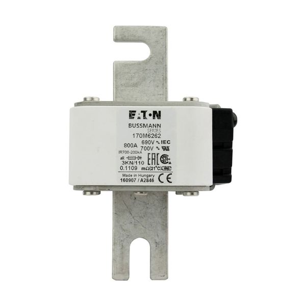 Fuse-link, high speed, 800 A, AC 690 V, DIN 3, 76 x 92 x 139 mm, aR, DIN, IEC, single indicator image 8