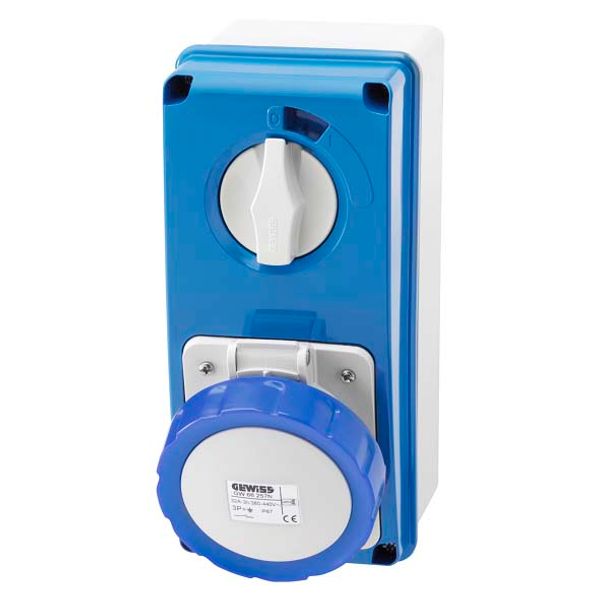 VERTICAL FIXED INTERLOCKED SOCKET OUTLET - WITH BOTTOM - WITHOUT FUSE-HOLDER BASE - 2P+E 16A 200-250V - 50/60HZ 6H - IP67 image 2