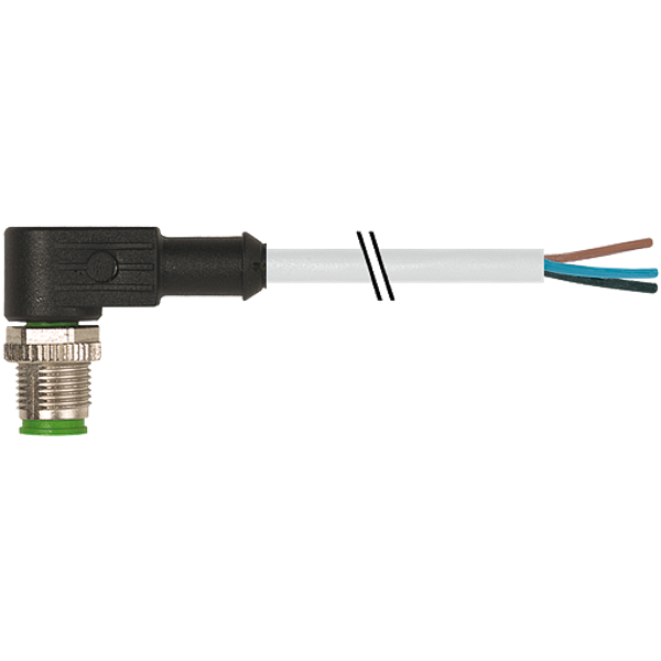 M12 male 90° A-cod. with cable PUR 5x0.34 gy UL/CSA+robot+drag ch. 10m image 1