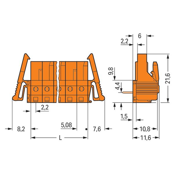 THT female header angled Pin spacing 5.08 mm orange image 5