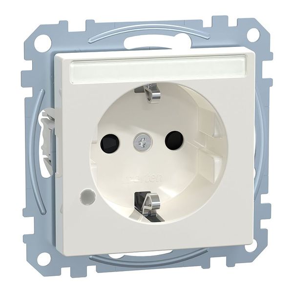 SCHUKO socket with control light and label, touch protection, plug-in terminals, polar white glossy, System M image 1