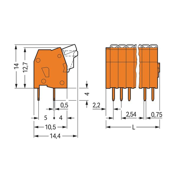 PCB terminal block push-button 0.5 mm² orange image 2