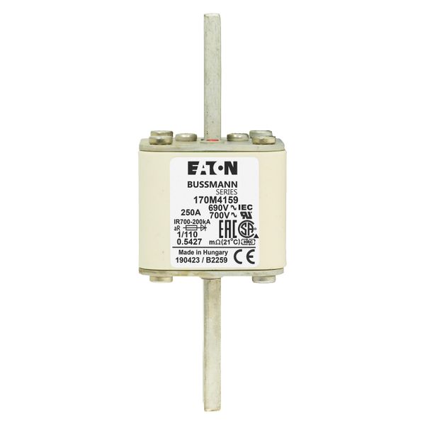 Fuse-link, high speed, 250 A, AC 690 V, DIN 1, 53 x 66 x 138 mm, aR, DIN, IEC, single indicator image 14