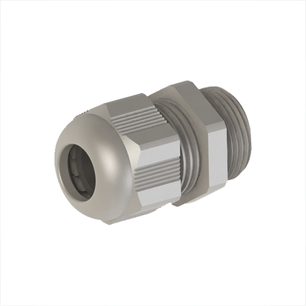 Cable gland (w locknut and O-ring), PG29, 18-25mm, PA6, light grey RAL7035, IP68 image 1