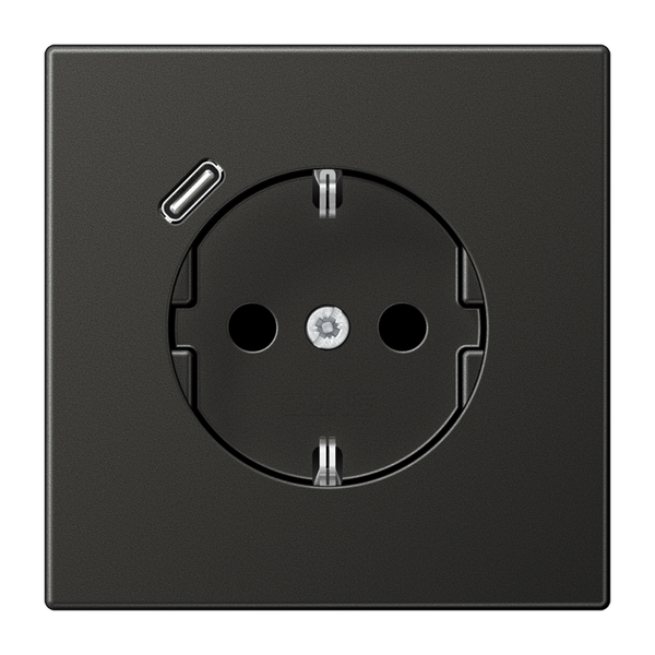 SCHUKO socket with USB type C image 1