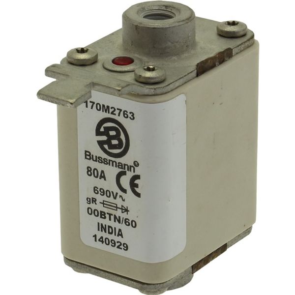 Fuse-link, high speed, 100 A, AC 690 V, size 00, 30 x 62 x 64 mm, aR, IEC, single indicator image 2