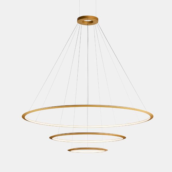 Pendant Circular Inward 3 Rings (ø3000 ø2000 ø1200) LED 326.4W 12964lm 3000K Gold image 1