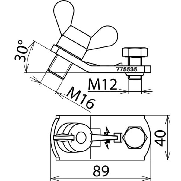 Earth connector with wing bolt M16x15 for connecting element PK1 16-15 image 2