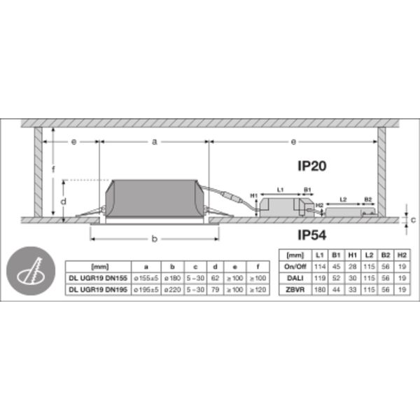 DOWNLIGHT UGR19 ZIGBEE DN155 14 W 840 WT IP54 ZBVR image 22