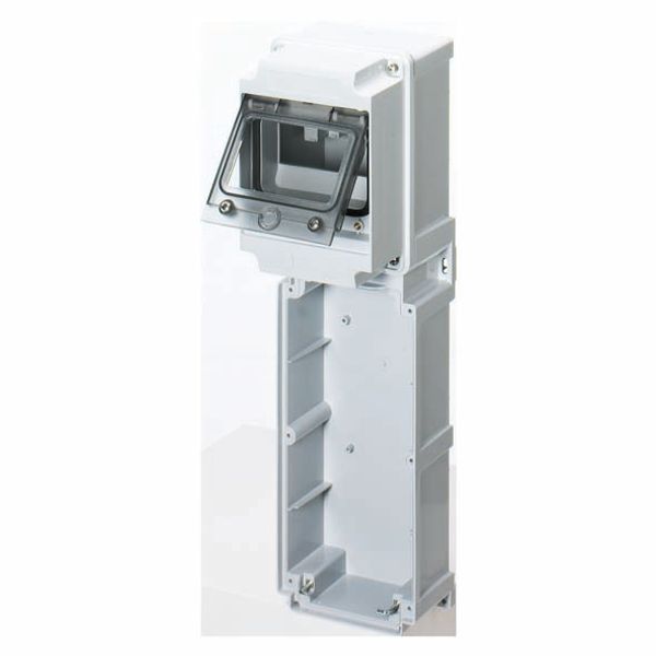 MODULAR BASE WITH PANEL WITH WINDOW AND EN50022 RAIL - 1 SOCKET OUTLET 16/32A / SELV - 6 MOD.EN50022 - IP66 image 2