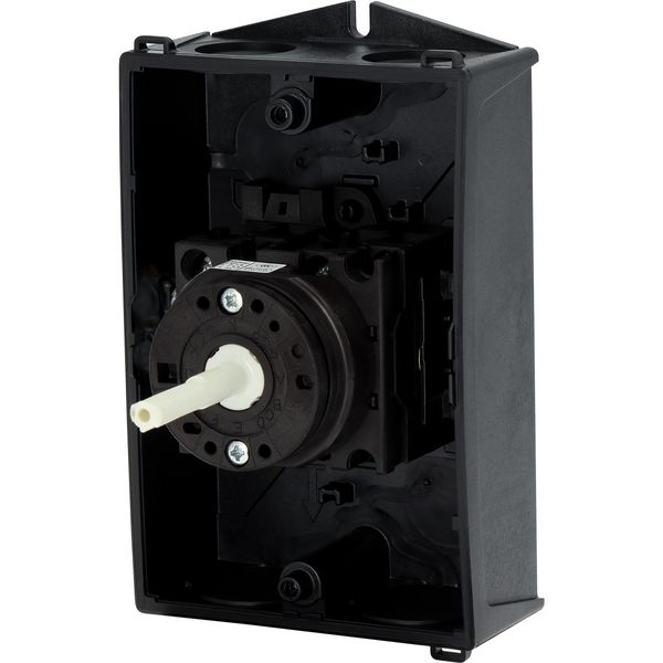 Main switch, T0, 20 A, surface mounting, 2 contact unit(s), 3 pole, STOP function, With black rotary handle and locking ring, Lockable in the 0 (Off) image 50