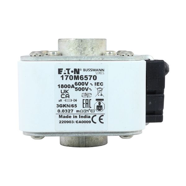 Fuse-link, high speed, 1800 A, AC 600 V, size 3, 76 x 92 x 65 mm, aR, IEC, UL, single indicator image 20