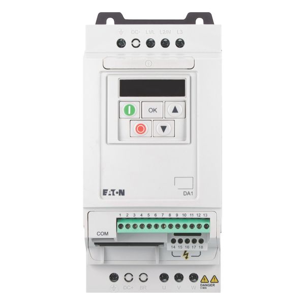 Variable frequency drive, 400 V AC, 3-phase, 2.2 A, 0.75 kW, IP20/NEMA 0, Radio interference suppression filter, 7-digital display assembly image 14