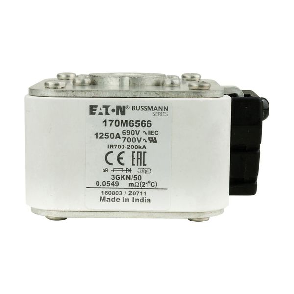 Fuse-link, high speed, 1250 A, AC 690 V, size 3, 76 x 92 x 53 mm, aR, IEC, UL, type K indicator image 13