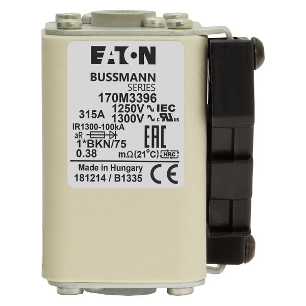 Fuse-link, high speed, 315 A, AC 1250 V, compact size 1, 45 x 59 x 75 mm, aR, IEC, UL, single indicator image 14