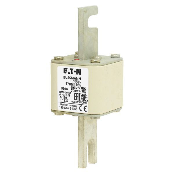 Fuse-link, high speed, 550 A, AC 690 V, DIN 1, 53 x 66 x 138 mm, aR, DIN, IEC, single indicator image 4