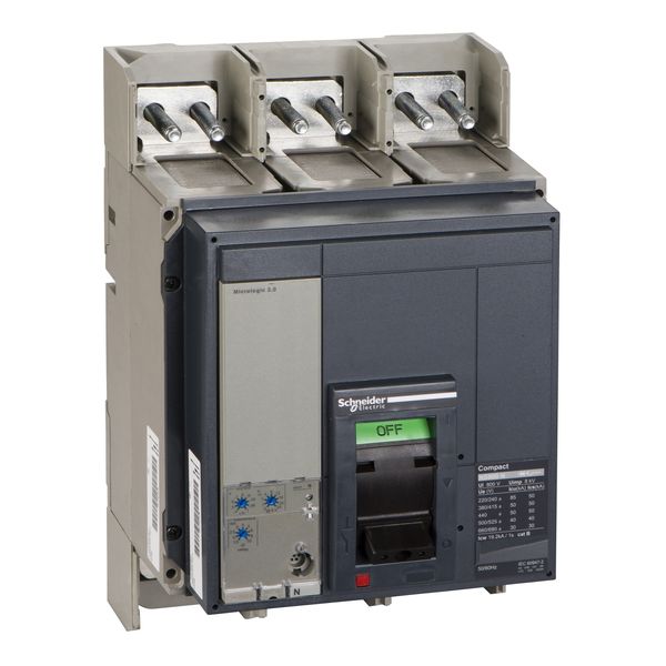 circuit breaker ComPact NS800N, 50 kA at 415 VAC, Micrologic 2.0 trip unit, 800 A, fixed, 3 poles 3d image 2