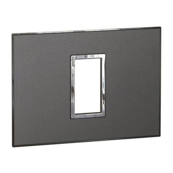 Italian / US standard plate Arteor square version 1 module - brushed metal black image 1