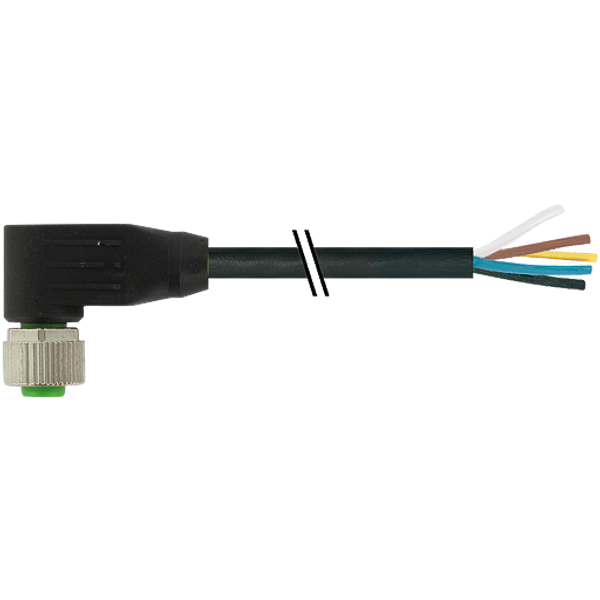 M12 female 90° A-cod. with cable PUR 5x0.34 bk UL/CSA+drag ch. 35m image 1