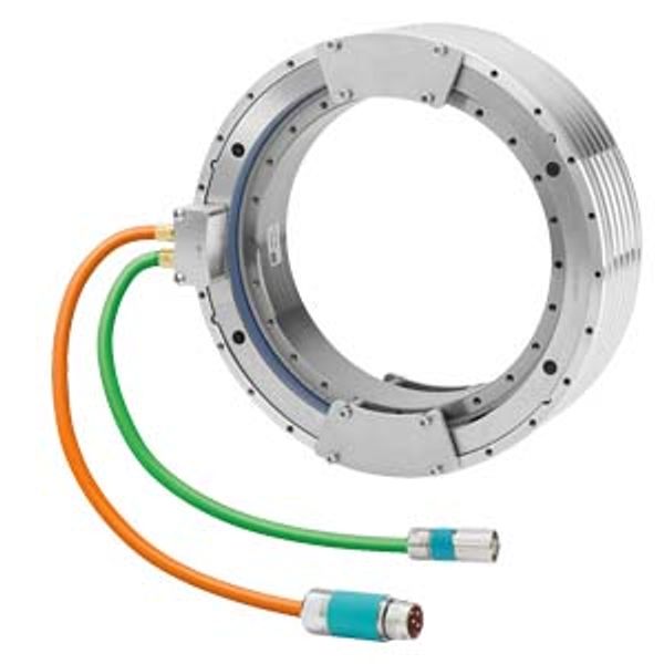 SIMOTICS T Torque motor; Components 3-phase synchronous motor; External cooling jacket; Axial cable outlet; Diam. 385 mm; Length 160 mm image 1