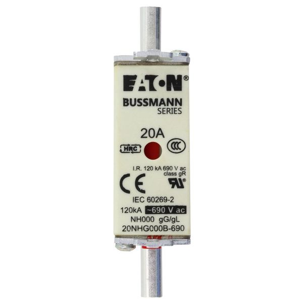 Fuse-link, LV, 20 A, AC 690 V, NH000, gL/gG, IEC, dual indicator, live gripping lugs image 20