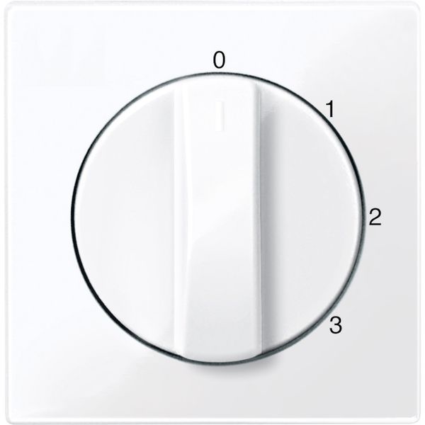 Central plate for three-step rotary switch, active white, glossy, System M image 1