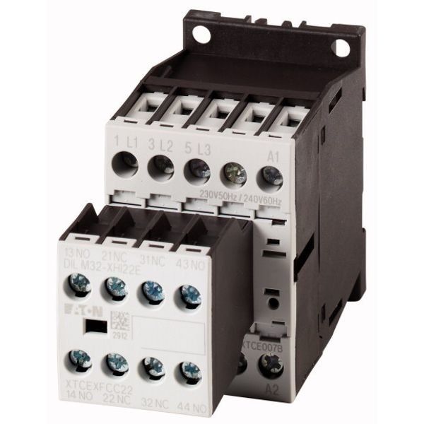 Contactor, 380 V 400 V 3 kW, 2 N/O, 2 NC, 24 V DC, DC operation, Screw terminals image 1