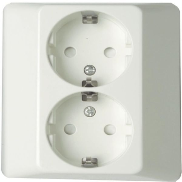 Exxact double socket outlet with Artic cover screwless with S30 insert white image 2