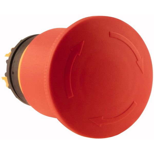 Emergency stop/emergency switching off pushbutton, RMQ-Titan, Palm shape, 45 mm, Non-illuminated, Turn-to-release function, Red, yellow, RAL 3000, big image 4
