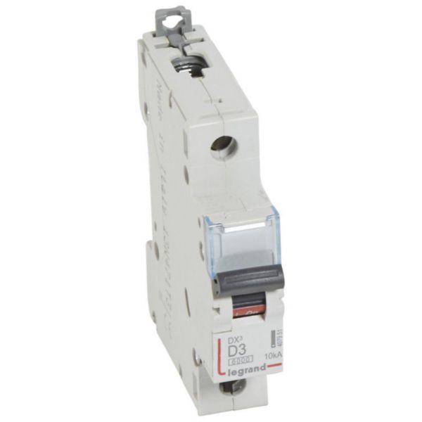 DX³6000 10kA high inlet and low outlet screw circuit breaker 1P 230V~ to 400V~ - 3A - D curve - 1 module image 1