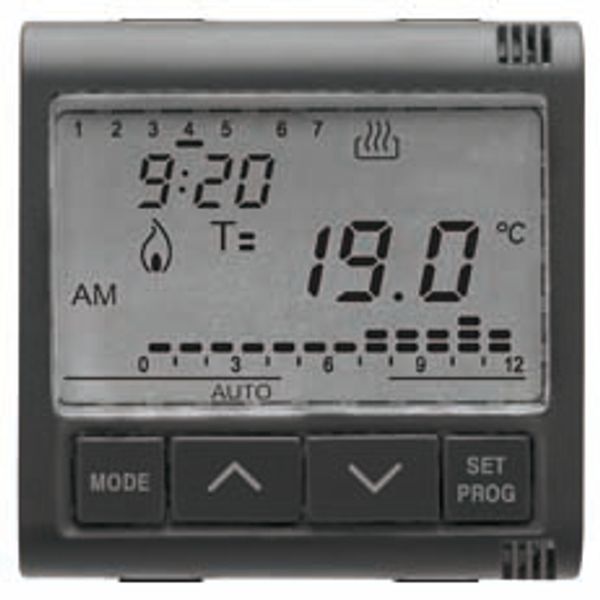 TIMED THERMOSTAT - DAILY/WEEKLY PROGRAMMING - 230V ac 50/60Hz - 2 MODULES - SYSTEM BLACK image 2
