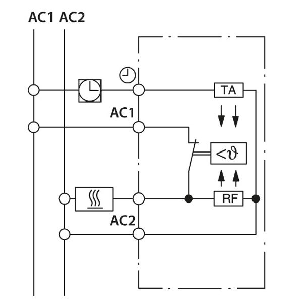 UP room controller, RAL9010 matt 55x55, 5-30C, AC 24V, 1NC, 10 A, at DC 24 V switching power 100 W, temperature reduction approx.4K image 3