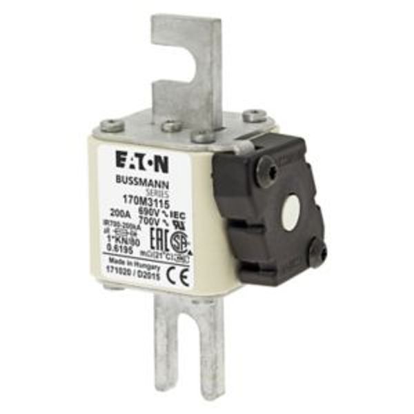 Fuse-link, high speed, 200 A, AC 690 V, compact DIN 1, 45 x 59 x 104 mm, aR, DIN, IEC, single indicator image 4