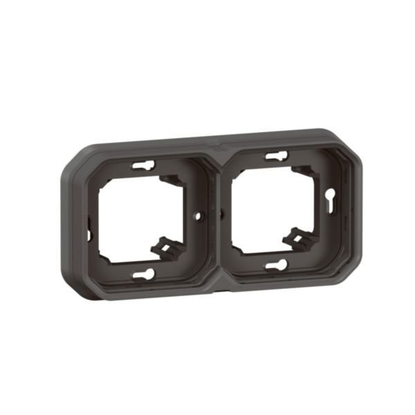 Plexo 2-station waterproof plate support for horizontal or vertical recessed mounting of modular functions - anthracite image 1