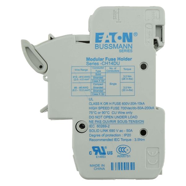 Fuse-holder, low voltage, 50 A, AC 690 V, 14 x 51 mm, 3P + neutral, IEC image 21
